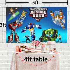 Transformers Rescue Bots Party Decor Party Supplies Backdrop Banner Boys 5x3ft