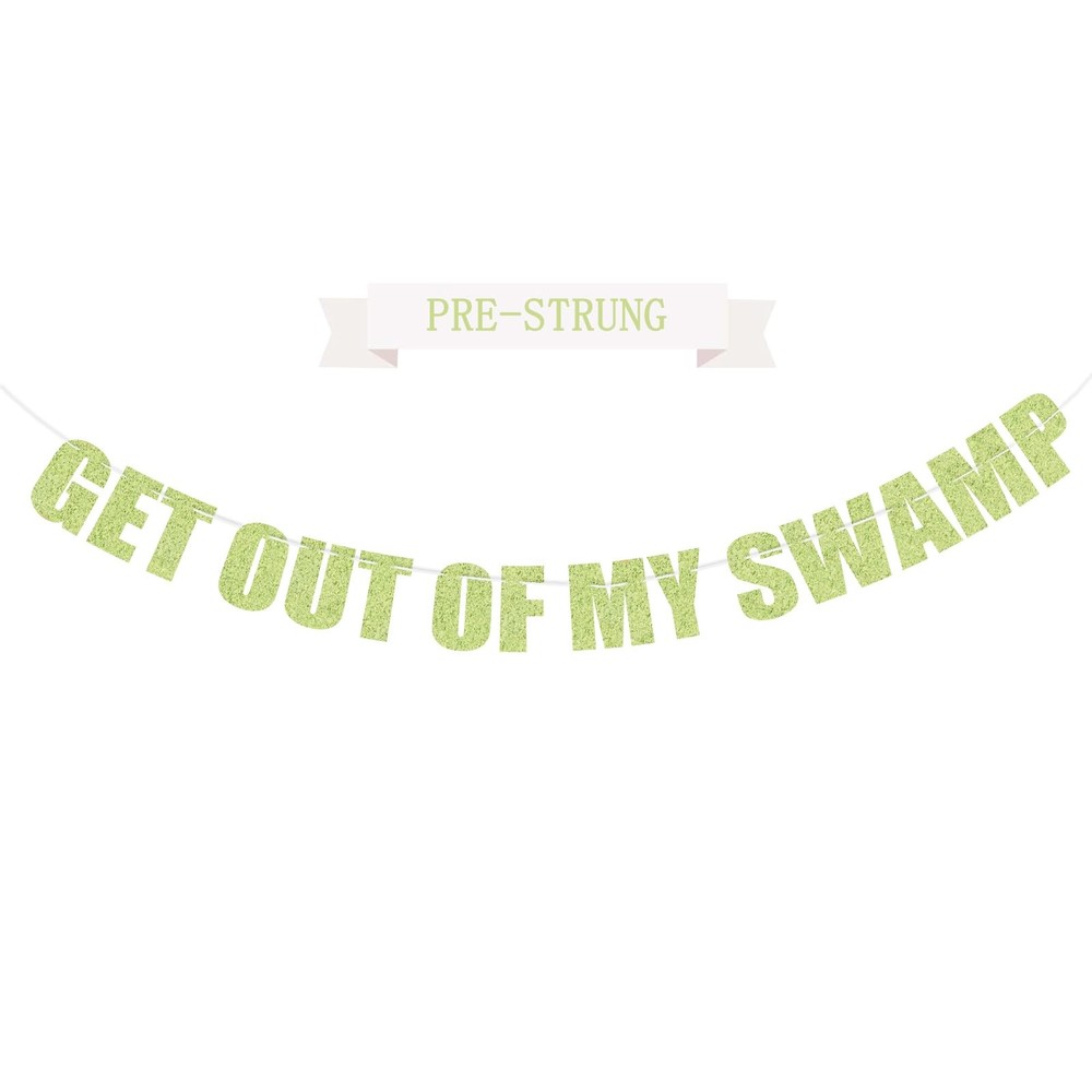 Pre-Strung Party Decorations out of my Swamp Bunting Banner Green Glitter Fun…