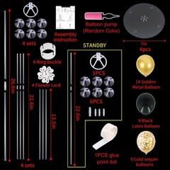 4 Set Balloon Centerpieces for Table,Balloon Stand Kit for Party Black Gold