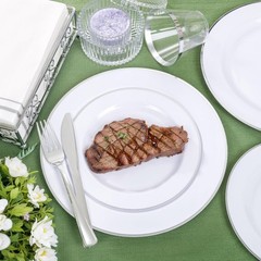 SUT 175 Piece Silver and White Plastic Dinnerware Set for 25 Guests, Disposab…