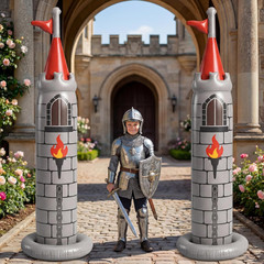 2 Pack 6.2 FT Birthday Party Decorations, Castle Inflatable Stand Castle Blow up