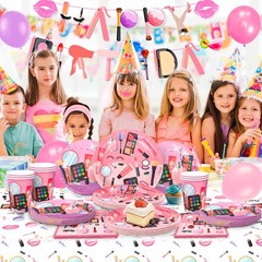 165 Makeup Party Decoratinos Cosmetic Birthday Supplies Spa Balloons Plates Set