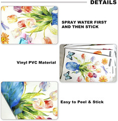 9 Sheets Flowers Window Clings Colorful Tulips Window Stickers Butterfly Drag…