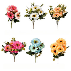 7 Stem Artificial Silk Daisy Flowers Marigold Bouquet for Home Office Decor