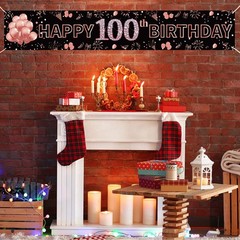 Pimvimcim Happy 100th Birthday Banner Decorations, Rose Gold for Women’s Part…