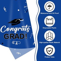 Graduation Party Decorations, 3 Pack Graduation Tablecloth 54″X108″, Decor Blue