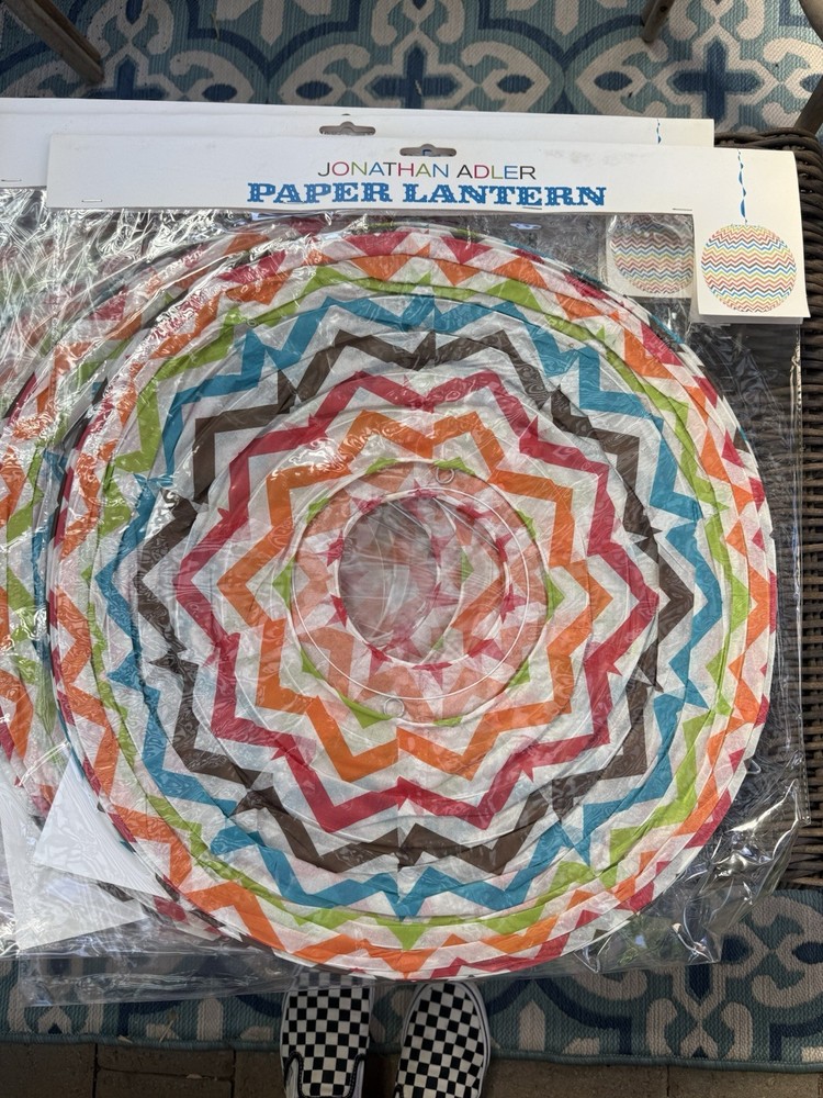 *Rare* Jonathan Adler Paper Lanterns Chevron print – Set of 8