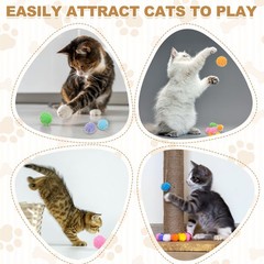 12 Pcs 1.8 Inch Sparkle Flash Balls Pet Cat Pom Pom Fuzzy Balls, Pink