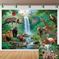 Jungle Forest Animals Backdrop Tropical Rainforest Safari Background Party Decor