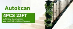 4 Packs 5.74 Ft Artificial Eucalyptus Garland Leaves with Flowers Artificial