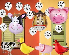 43pcs Farm Animal Decoration – Cow, Chicken, Duck, Pig Walking Balloons for Baby
