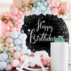 Happy Birthday Glitter Stars Diamonds – Round Backdrop 7.2ft