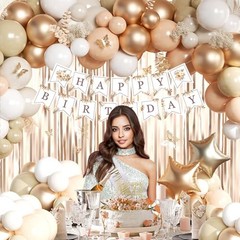 Beige Cream and Neutral Birthday Party Decorations with Happy Birthday Boho