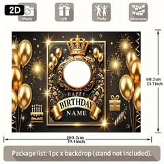 1pc Balloons Crown Tapestry Personalized Birthday Custom Poster Party Banner❀