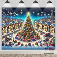 8x6ft Festive Banner – Giant Tree – Winter Christmas Backdrop #6