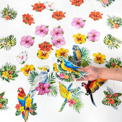 Hawaiian Party Decorations Hawaiian Flower Tropical Birds Garland Door Decoratio