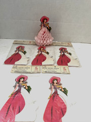 6 Vtg Honeycomb Center Paper Lady Decorations Japan Bridal Shower Birthday