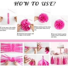 Pink Red Happy Party Decorations kits for Girls with Happy Banner, Fringe Cur…