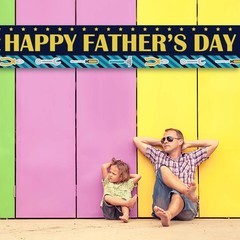 Happy Father’s Day Large Banner, 1 Count (Pack of 1), Multi-colored
