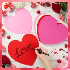 36 PCS 12 Inch Red White Valentines Day Large Heart Paper Cutouts Craft