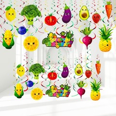30 PCS Fruit Birthday Party Decorations Dancing Hanging Swirls Streamer Summer