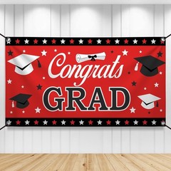 Extra Large Red and Black Congrats Grad Banner – Perfect for 2026 Celebrations