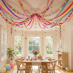 Paper Chain Garland Kit, 300 Sheets Colorful Strips and 492ft Crepe Streamer NEW