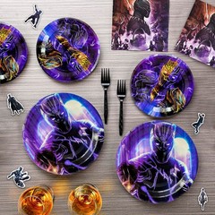 Black Panther Party Decoration Birthday Tableware Balloons Plates Cake Topper
