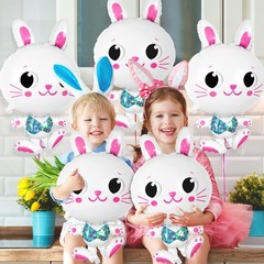 6 Pcs Bunny Balloons, 32 Inch Large Easter Bunny Balloons, Rabbit Shaped Foil…