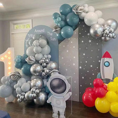 Slate Blue Balloons Happy Birthday Decoration 53Pcs 5Inch/12Inch/18Inch Assorted
