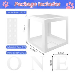 First Birthday Decorations – 3 Pcs One Balloon Boxes for Girl or Boy – Clear …