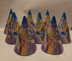 Vintage 1995 Sky Dancers Cardboard Paper Birthday Party Hats Set of 8