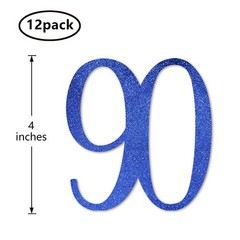 Blue Glitter 90 Cut Out Numbers 90th Birthday Party Anniversary Decorations