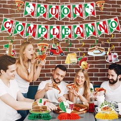 Italian Pizza Party Decorations – 13 Pcs Italy Theme Birthday Set, Buon Complean