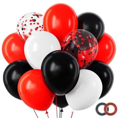 Red and Black Balloons Graduation Decorations Kit, White and Confetti Balloon…