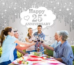 25th Wedding Anniversary Banner Decorations, Silver 25 th Wedding Anniversary…