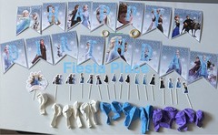Frozen Theme Birthday Party Supplies Set Balloon Banner Cake Toppers 49 pcs