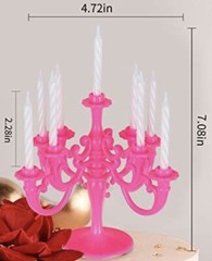 Party Cake Topper, Candelabra 9Pc Threaded Candlestick Holder Hot Pink/ Candles