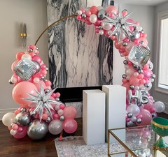 Pink Disco Party Decorations, Disco Hot Pink and Silver Balloons Arch Kit, Pi…