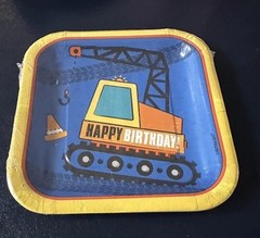 LOT Construction theme birthday Bundle48 Plates ,Banner, Photo Booth Props ￼