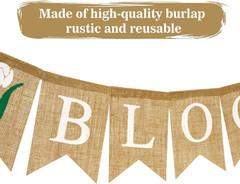 Baby in Bloom Burlap Banner – Rustic Neutral Baby Shower Decoration (Rose)
