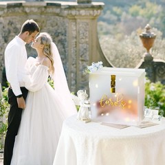 Funvalley Surperfect 10″ Acrylic Wedding Card Box with String Light white