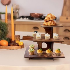 3 Tier Wooden Cupcake Tower Rustic Tiered Tray for Dessert Display Party Serving