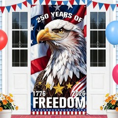 250 Anniversary Usa Banner America 250th Birthday Backdrop Sign 4th of July Deco