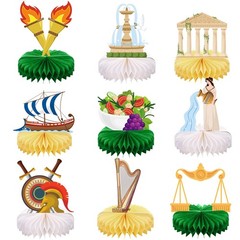 9 Pcs Greek Decoration Greece Honeycomb Centerpieces Ancient Greece Themed Pa…
