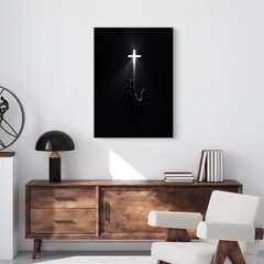 Framed Christian Wall Art Redemption Faith Poster Cross and Hands Black and W…