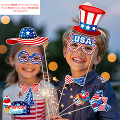 250th Anniversary Independence Day Photo Booth Props with Sticks,4th of July