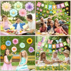 Hello Spring Decorations Banner,Spring Party Decorations includes Colorful