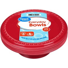 Everyday Disposable Plastic Bowls Red 20 Ounce 25 Count 3 Pack