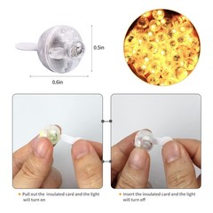 100pcs Warm White LED Balloon Lights – Round Flash Ball Lamps for Parties, Weddi